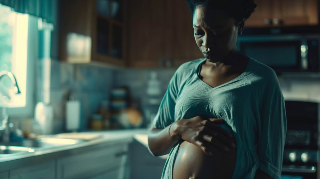 black pregnant women posing 1