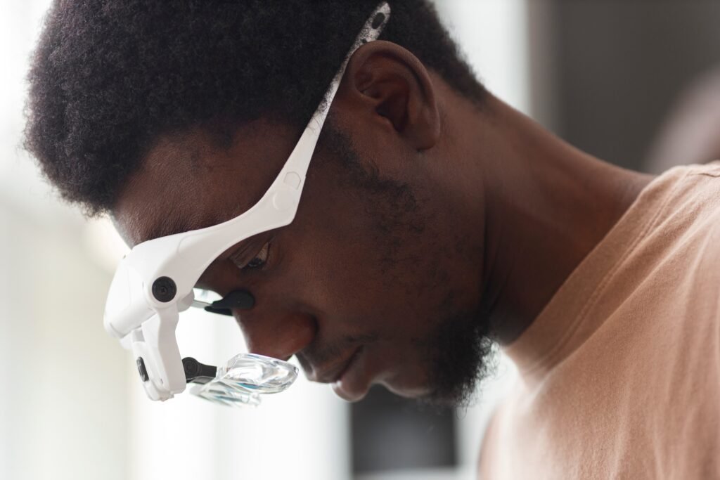 close up man repairing computer chips 1