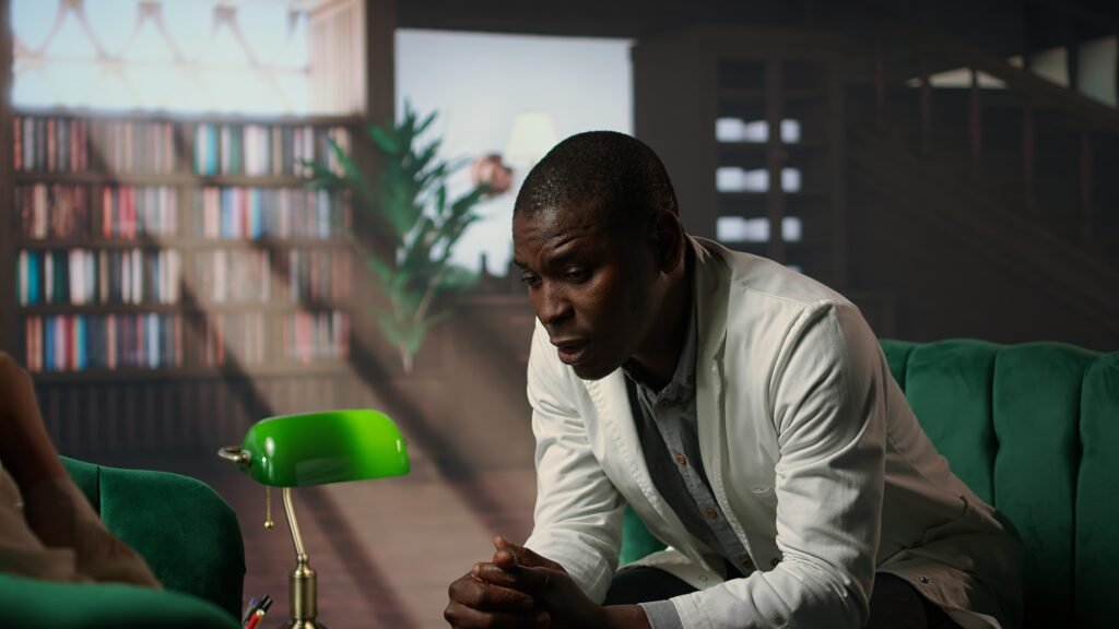 How to Date Someone on Day Shift When You Work Nights 5 african american practitioner opens up about anxiety ptsd with therapist 1