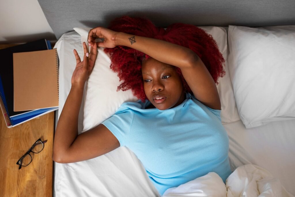 portrait braless woman resting home 1